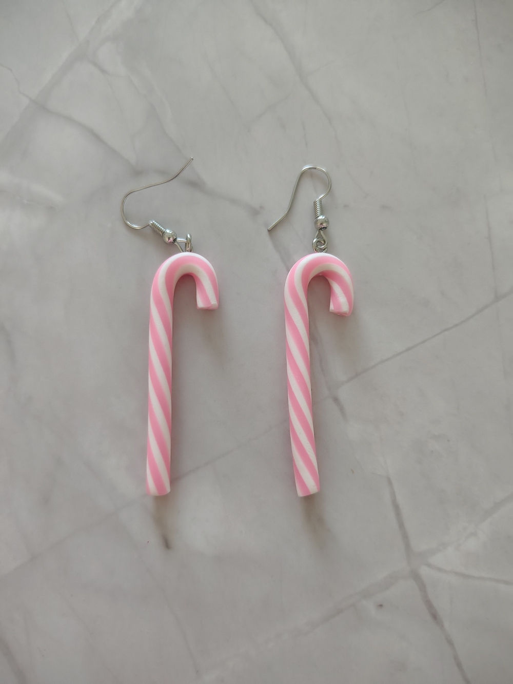 Pink Candy Cane Dangle Earrings
